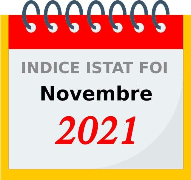 Indice ISTAT FOI di novembre 2021 per il calcolo delle rivalutazioni monetarie e dell'adeguamento del canone di locazione